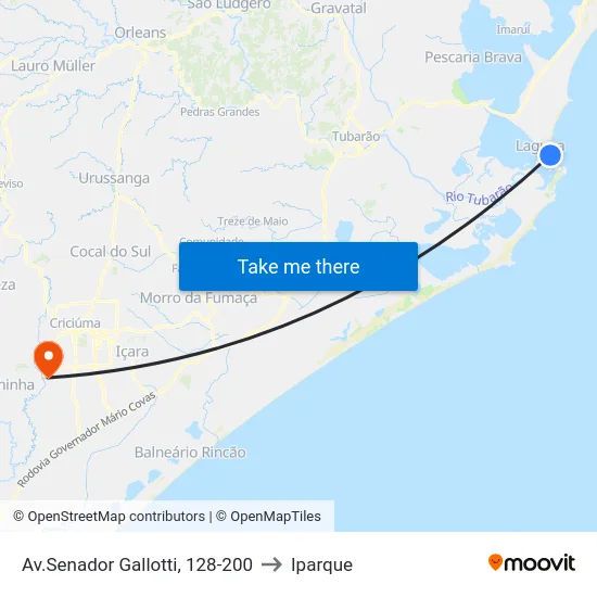 Av.Senador Gallotti, 128-200 to Iparque map