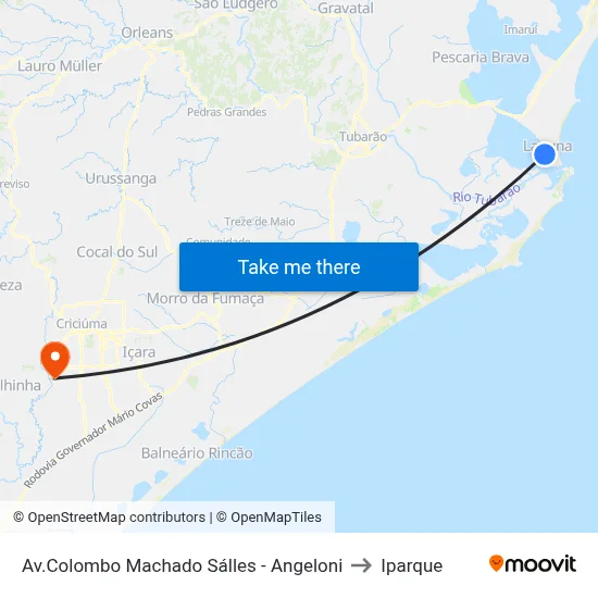 Av.Colombo Machado Sálles - Angeloni to Iparque map