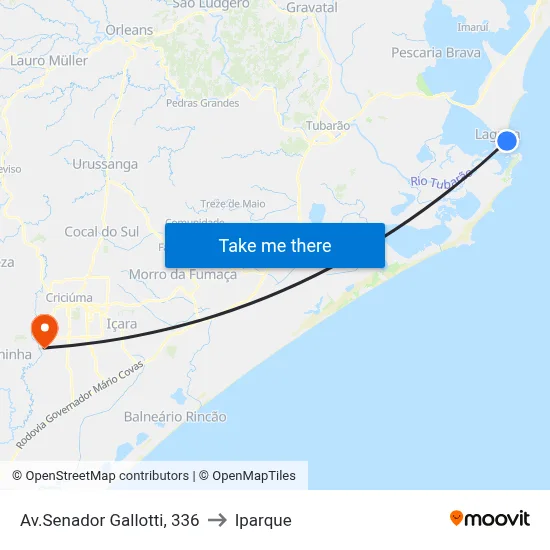 Av.Senador Gallotti, 336 to Iparque map