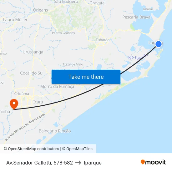 Av.Senador Gallotti, 578-582 to Iparque map