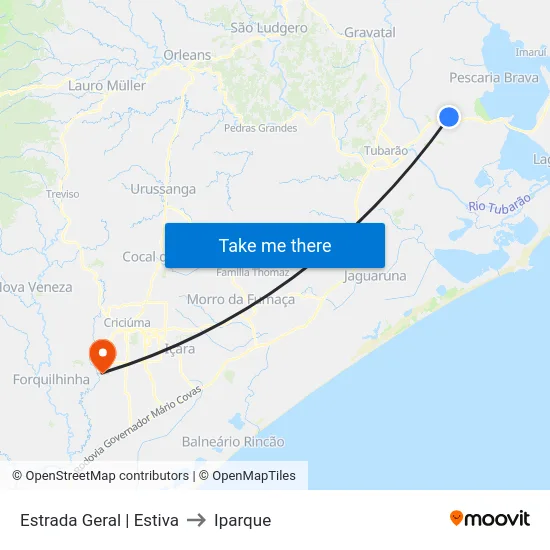 Estrada Geral | Estiva to Iparque map