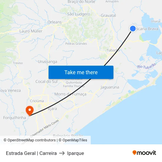 Estrada Geral | Carreira to Iparque map