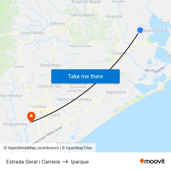 Estrada Geral | Carreira to Iparque map