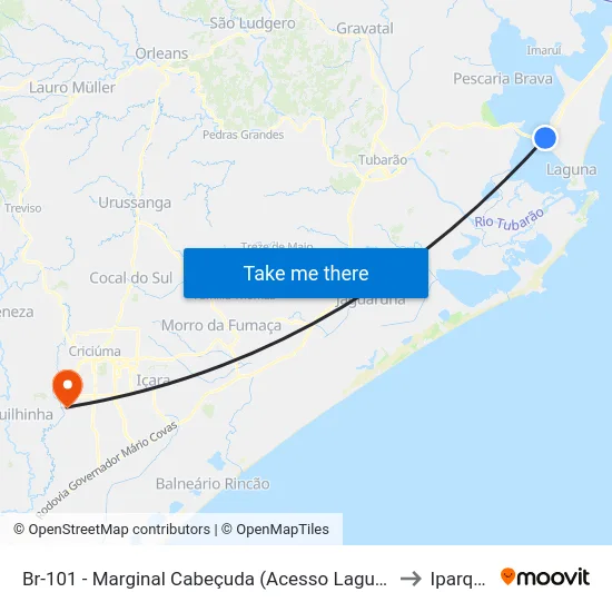 Br-101 - Marginal Cabeçuda (Acesso Laguna) to Iparque map