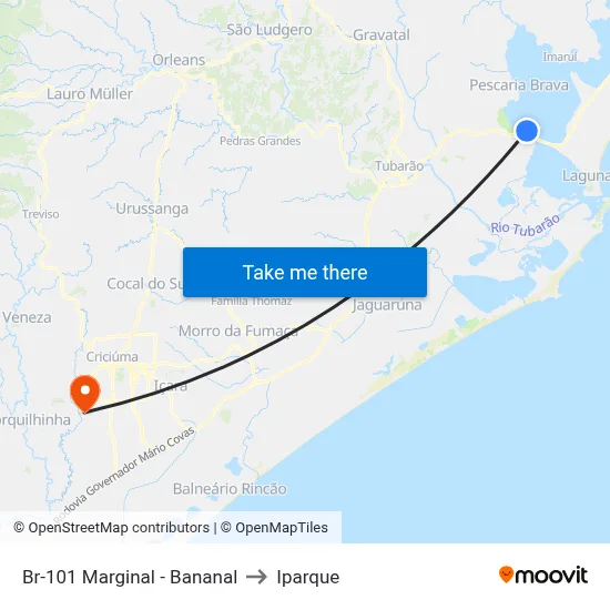 Br-101 Marginal - Bananal to Iparque map