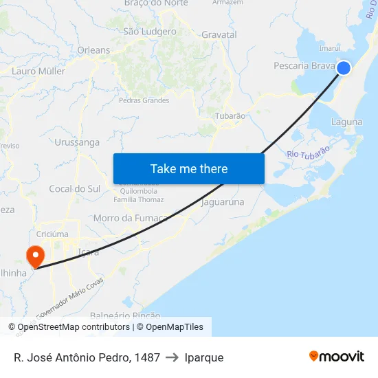 R. José Antônio Pedro, 1487 to Iparque map