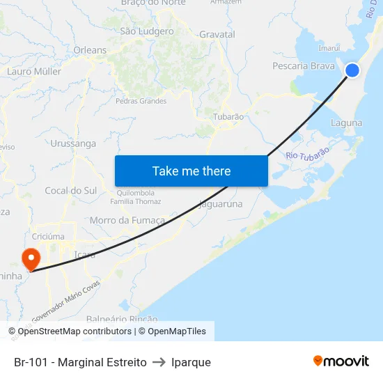 Br-101 - Marginal Estreito to Iparque map
