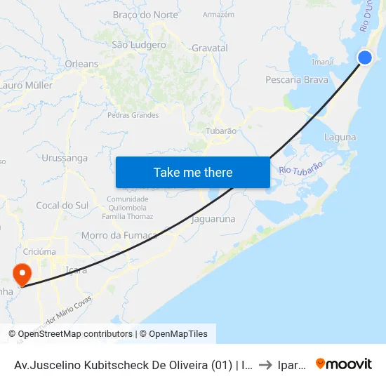 Av.Juscelino Kubitscheck De Oliveira (01) | Itapirubá Sul to Iparque map