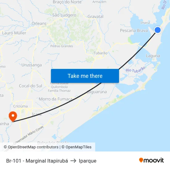 Br-101 - Marginal Itapirubá to Iparque map