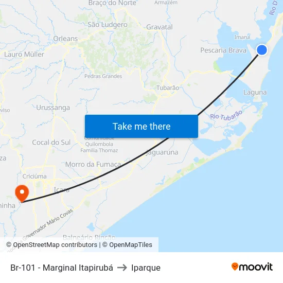Br-101 - Marginal Itapirubá to Iparque map
