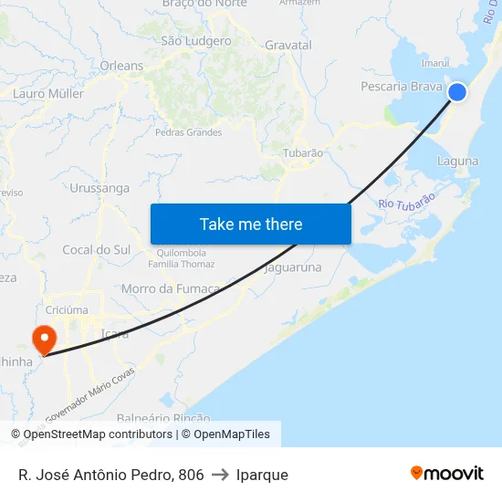 R. José Antônio Pedro, 806 to Iparque map