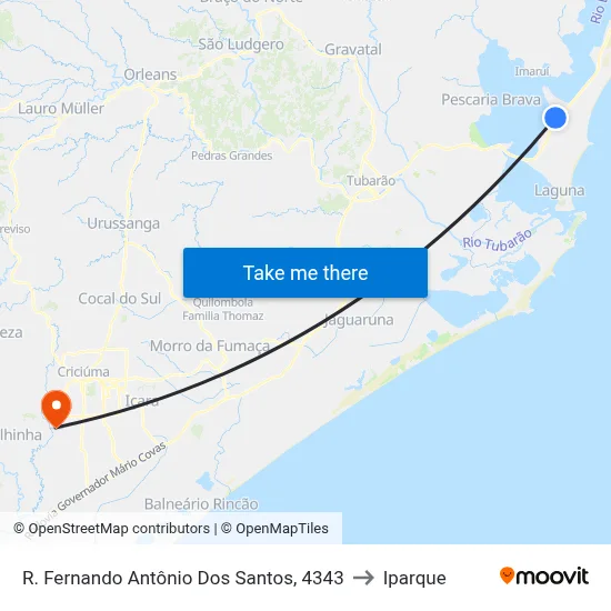 R. Fernando Antônio Dos Santos, 4343 to Iparque map