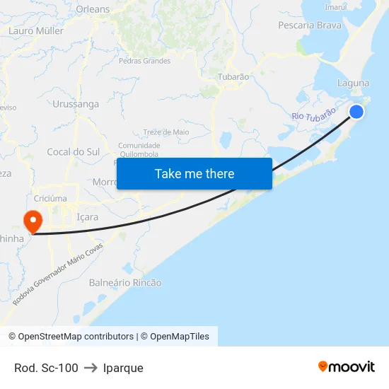 Rod. Sc-100 to Iparque map