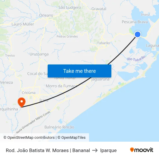 Rod. João Batista W. Moraes | Bananal to Iparque map