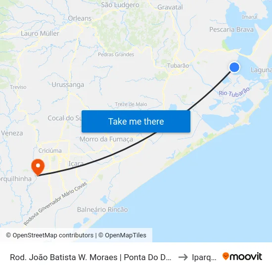 Rod. João Batista W. Moraes | Ponta Do Daniel to Iparque map