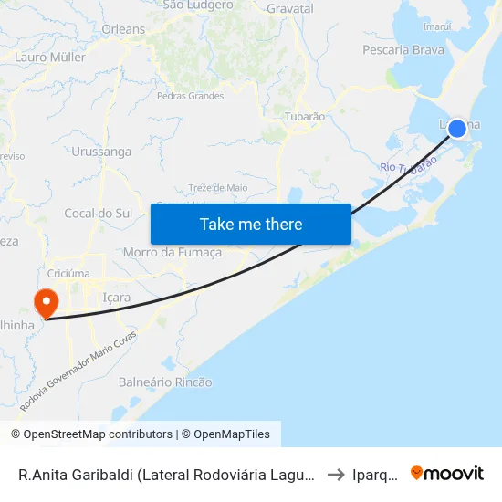 R.Anita Garibaldi (Lateral Rodoviária Laguna) to Iparque map