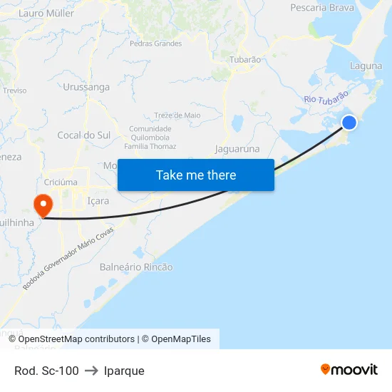 Rod. Sc-100 to Iparque map