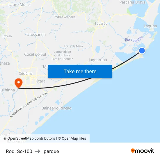 Rod. Sc-100 to Iparque map