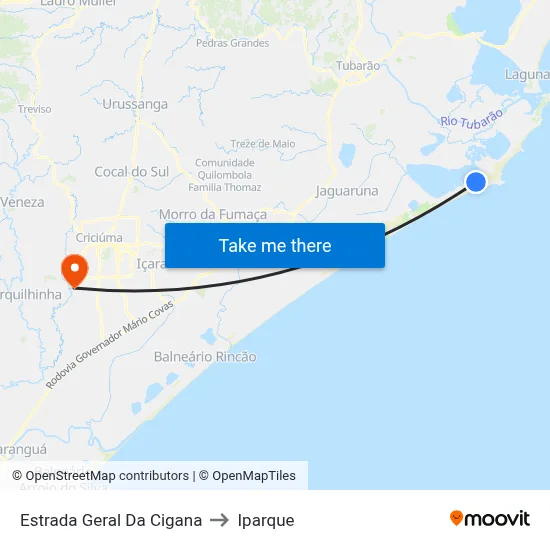 Estrada Geral Da Cigana to Iparque map