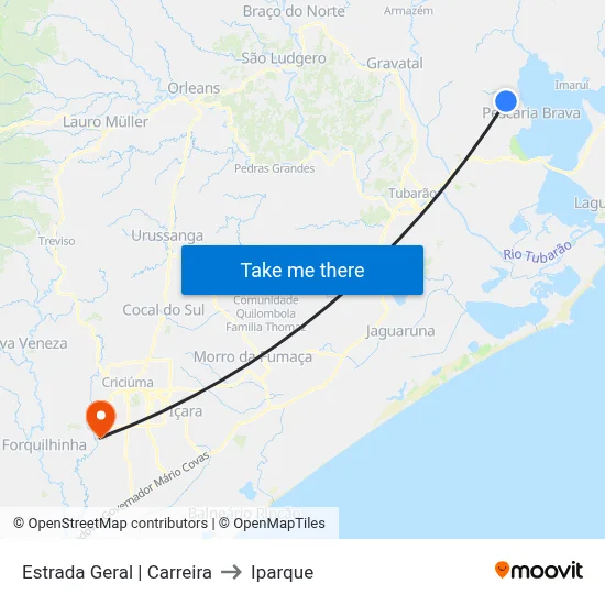 Estrada Geral | Carreira to Iparque map