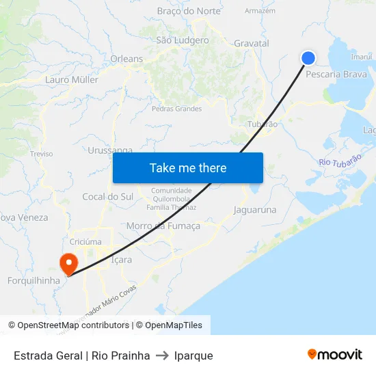 Estrada Geral | Rio Prainha to Iparque map