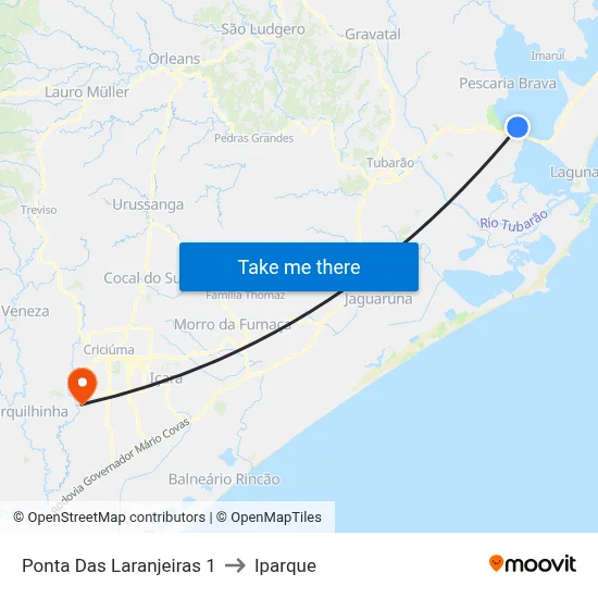 Ponta Das Laranjeiras 1 to Iparque map