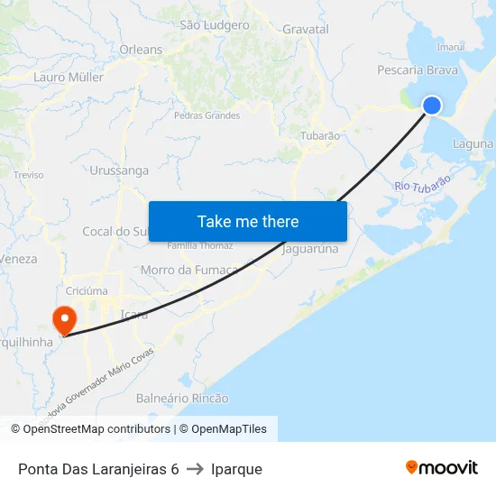 Ponta Das Laranjeiras 6 to Iparque map