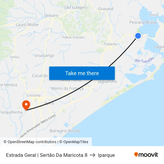 Estrada Geral | Sertão Da Maricota 8 to Iparque map