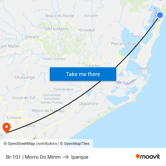 Br-101 | Morro Do Mirim to Iparque map