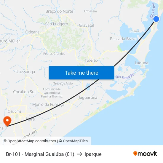 Br-101 - Marginal Guaiúba (01) to Iparque map
