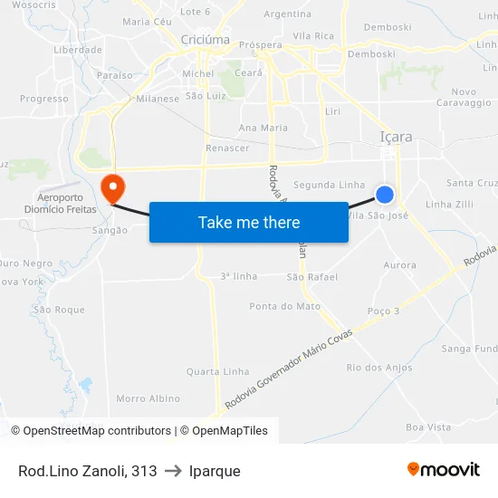 Rod.Lino Zanoli, 313 to Iparque map