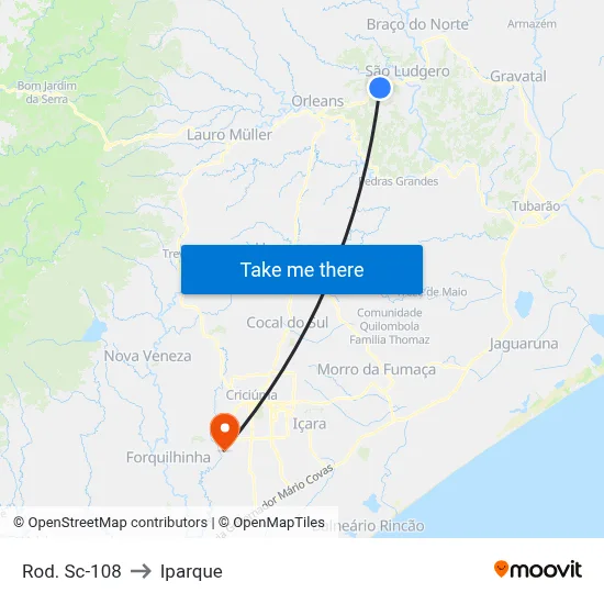 Rod. Sc-108 to Iparque map