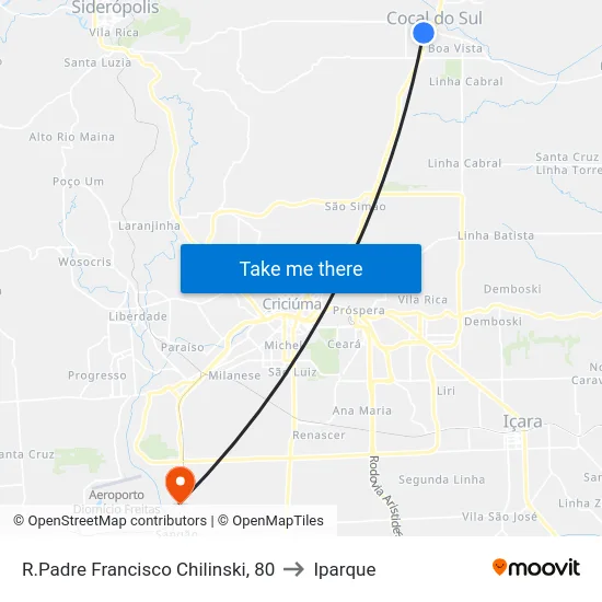 R.Padre Francisco Chilinski, 80 to Iparque map