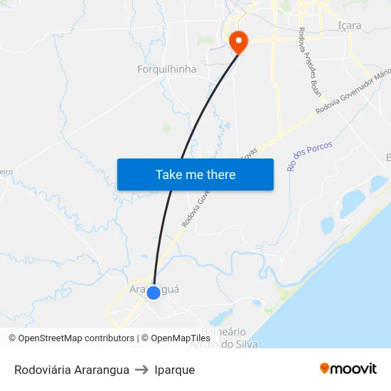 Rodoviária Ararangua to Iparque map