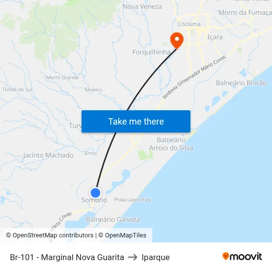 Br-101 - Marginal Nova Guarita to Iparque map