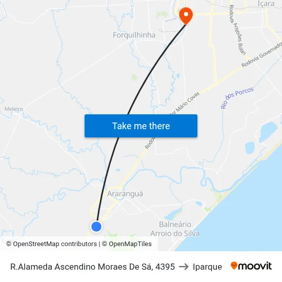 R.Alameda Ascendino Moraes De Sá, 4395 to Iparque map