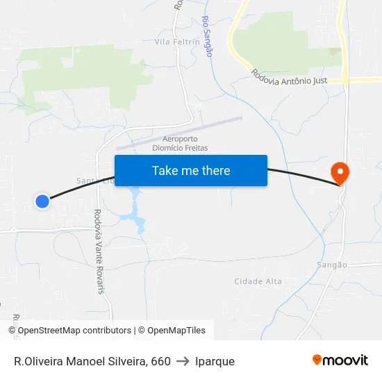 R.Oliveira Manoel Silveira, 660 to Iparque map