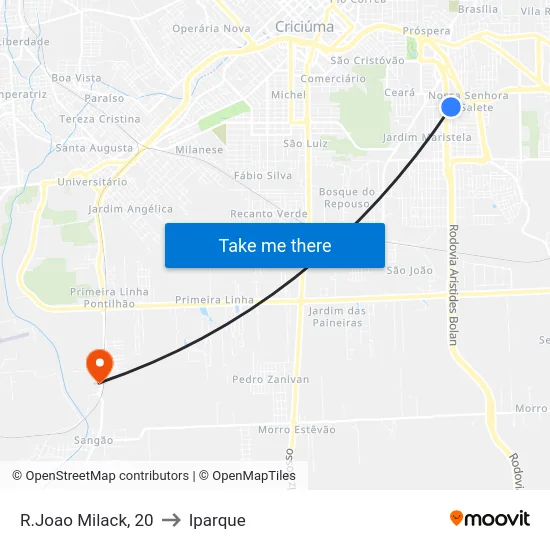 R.Joao Milack, 20 to Iparque map