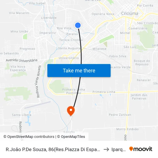 R.João P.De Souza, 86(Res.Piazza Di Espanha) to Iparque map