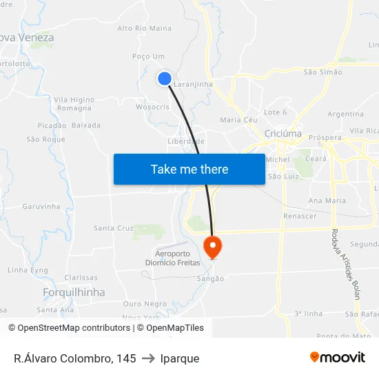 R.Álvaro Colombro, 145 to Iparque map