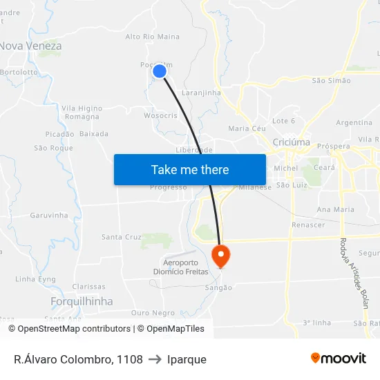 R.Álvaro Colombro, 1108 to Iparque map