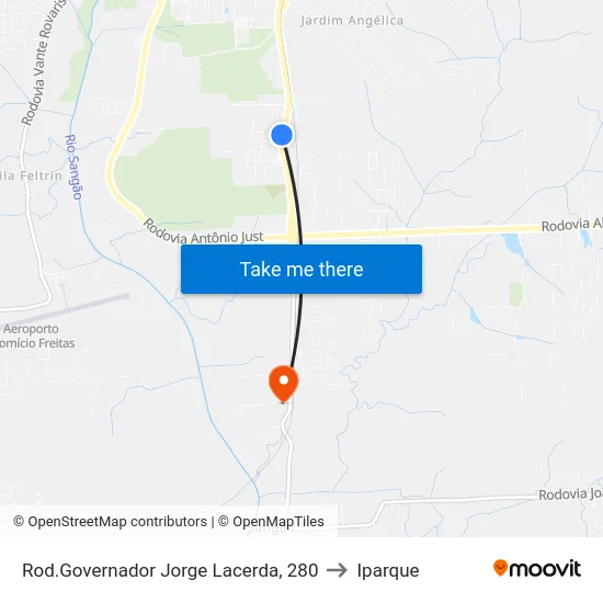 Rod.Governador Jorge Lacerda, 280 to Iparque map