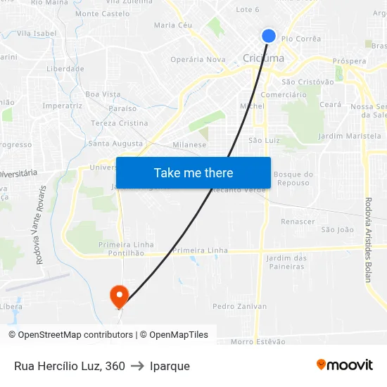 Rua Hercílio Luz, 360 to Iparque map