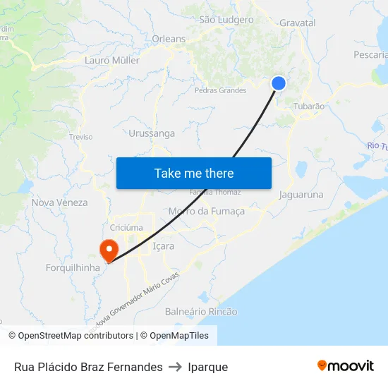 Rua Plácido Braz Fernandes to Iparque map