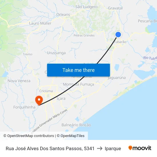 Rua José Alves Dos Santos Passos, 5341 to Iparque map