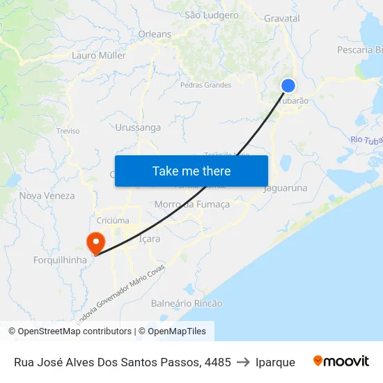 Rua José Alves Dos Santos Passos, 4485 to Iparque map