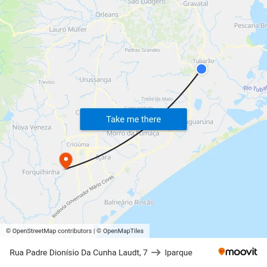 Rua Padre Dionísio Da Cunha Laudt, 7 to Iparque map