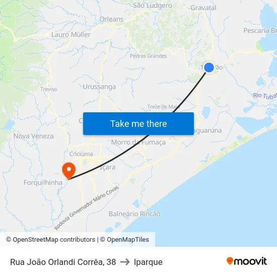 Rua João Orlandi Corrêa, 38 to Iparque map