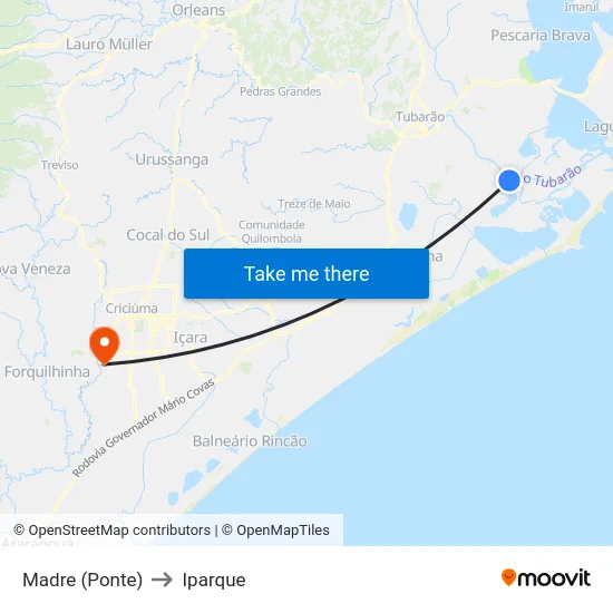 Madre (Ponte) to Iparque map