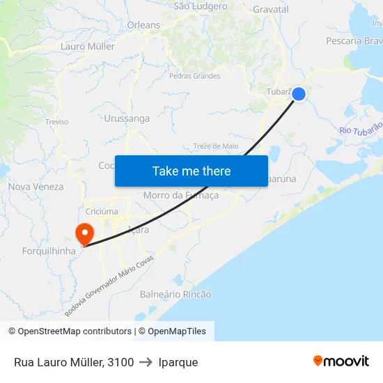 Rua Lauro Müller, 3100 to Iparque map